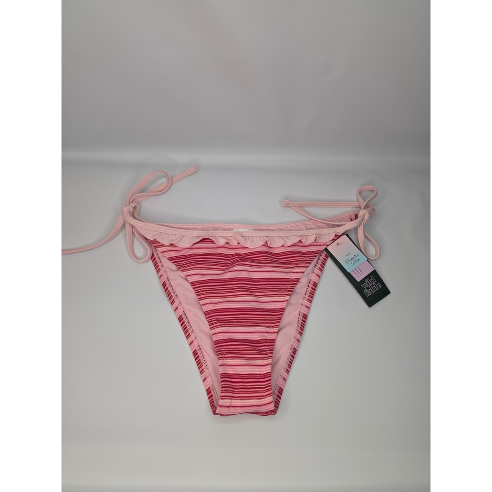 Wild Fable Striped Side-Tie Bikini Bottom Pink Medium NWT